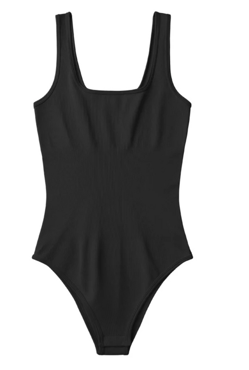 Square Neck Ribbed Bodysuit