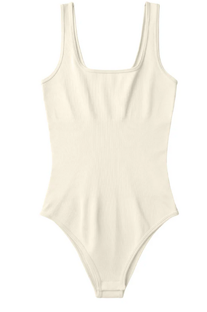 Square Neck Ribbed Bodysuit