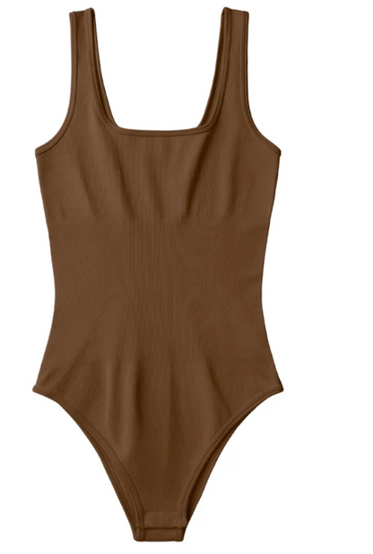 Square Neck Ribbed Bodysuit